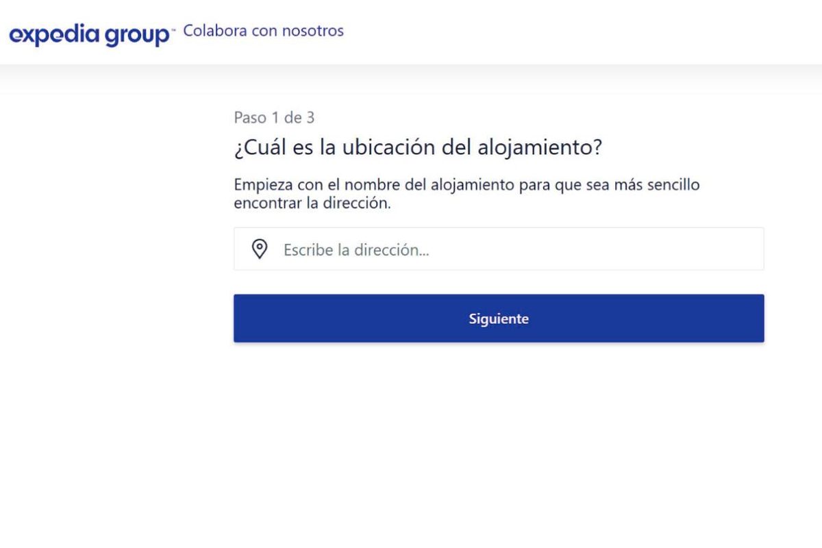 Página de alta de Expedia (español)